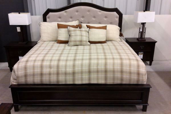 Picture of WASHED WALNUT KING UPHOLSTERED PANEL BED