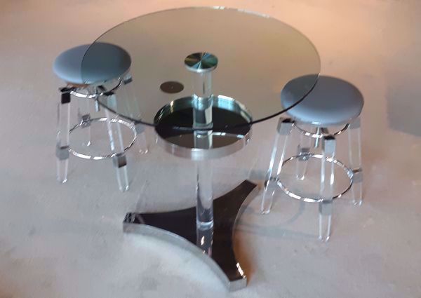 GLASS COUNTER HEIGHT DINING TABLE