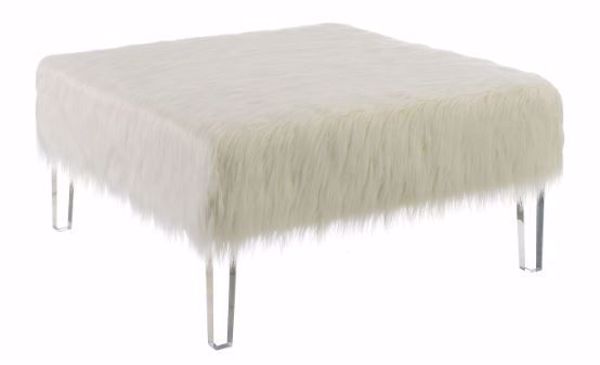 Picture of WHITE FUR ACCENT OTTOMAN