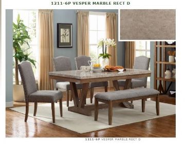 Picture of Vesper Marble & Wood Dining Table