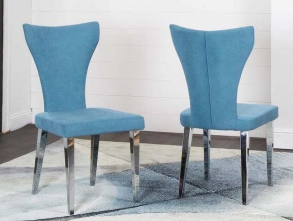 Picture of Asher Chrome and Aqua Upholstered Sidechair