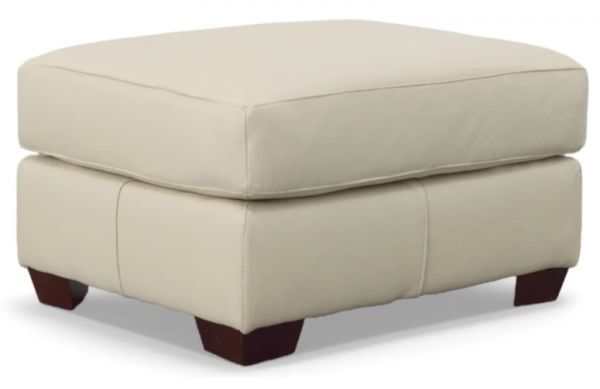 Picture of PEBBLE BONE LEATHER OTTOMAN