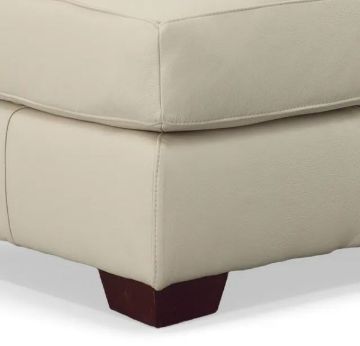Picture of PEBBLE BONE LEATHER OTTOMAN