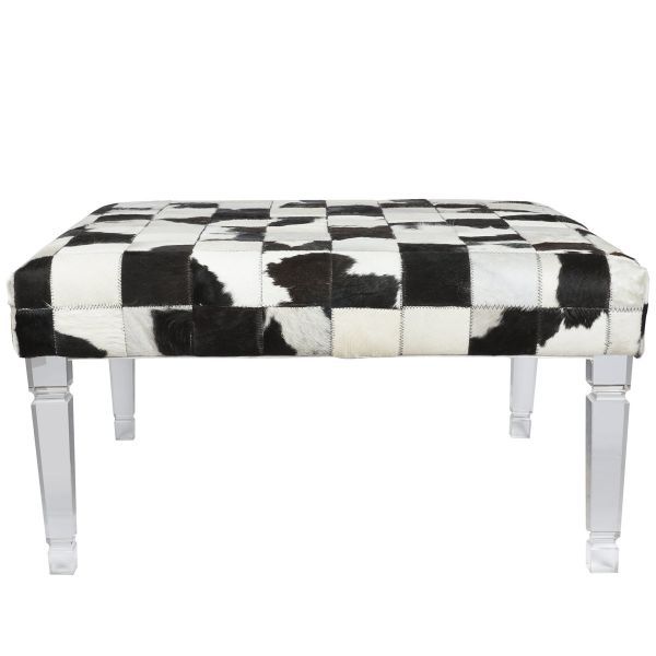 Picture of COWHIDE UPHOLSTERED OTTOMAN