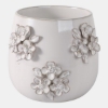 Picture of IVORY FLOWER APPLIQUE PLANTER VASE