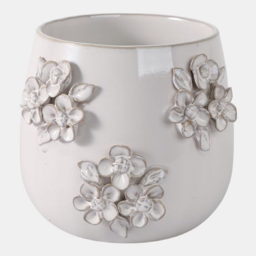 Picture of IVORY FLOWER APPLIQUE PLANTER VASE