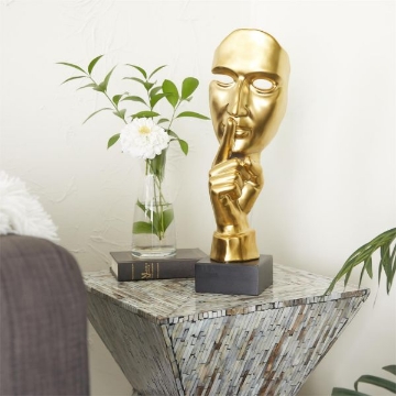 Picture of CONTEMPLATIVE GOLD FACE SCULPTURE