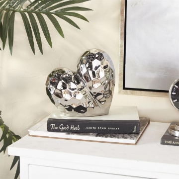 Picture of PORCELAIN SILVER HEART SCULPTURE