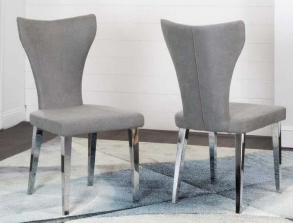 Picture of Asher Chrome and Grey Upholstered Sidechair