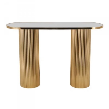 Picture of MARBLE TOP CONSOLE WITH GOLD RIBBED LEGS