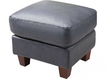 Picture of TRAVERSE BLUE LEATHER OTTOMAN