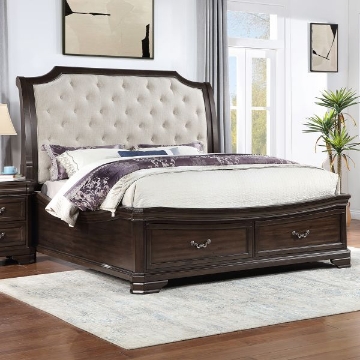 Picture of LYNDHURST WALNUT KING SLEIGH BED