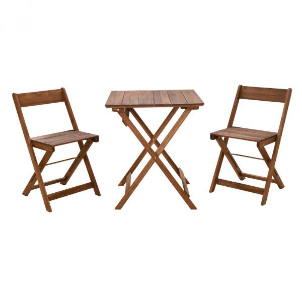 Picture of NANTUCKET BROWN 3 PIECE FOLDING CHAIR & TABLE