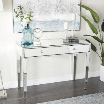 Picture of SILVER MIRRORED TWO DRAWER DESK
