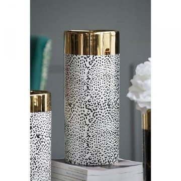 Picture of BLACK AND WHITE ANIMAL PRINT VASE