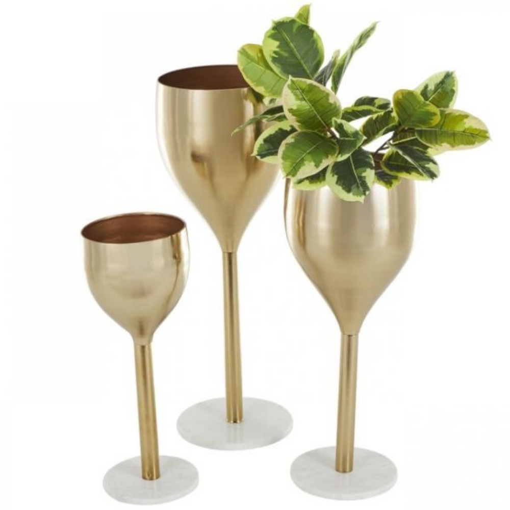 Picture of GOLD PEDESTAL PLANTER SET