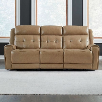 Picture of CARRINGTON SAND LEATHER RECLINING SOFA